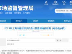 上海市市场监管局发布2023年电动洗衣机能效标识产品计量监督抽查结果