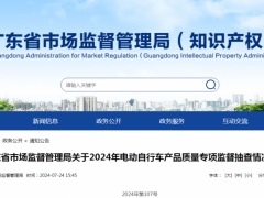 广东省市场监管局发布2024年电动自行车产品质量专项监督抽查情况
